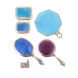 SIX SILVER AND ENAMEL ITEMS