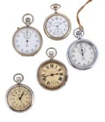 UNSIGNED, A MILITARY KEYLESS WIND OPEN FACE STOP WATCH