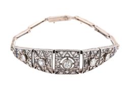 AN ART DECO DIAMOND AND SAPPHIRE BRACELET