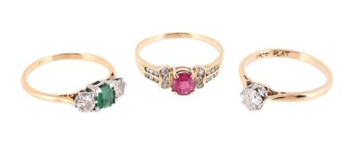THREE GEM SET RINGS