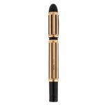 WATERMAN'S IDEAL, A BLACK SAFETY FOUNTAIN PEN WITH 18 CARAT GOLD OVERLAY