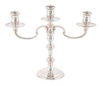 A SILVER THREE LIGHT CANDELABRA