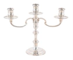 A SILVER THREE LIGHT CANDELABRA