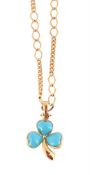 A THREE LEAF CLOVER PENDANT ON CHAIN