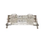 A LATE VICTORIAN SILVER INKSTAND