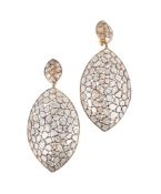 A PAIR OF LASQUE CUT DIAMOND EARRINGS