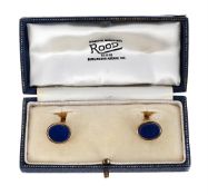 A PAIR OF LAPIS LAZULI CUFFLINKS