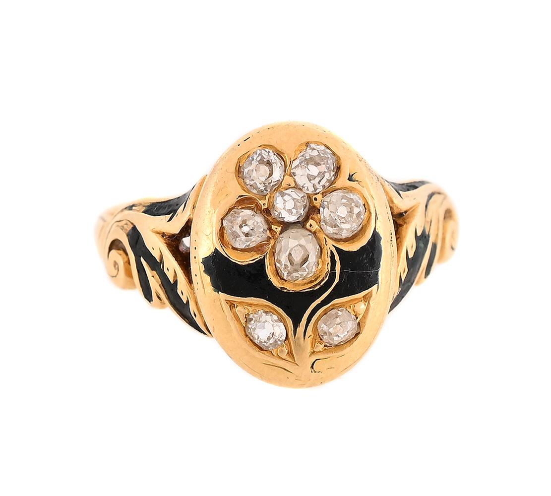 A VICTORIAN DIAMOND MOURNING RING