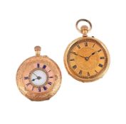 TWO GOLD FOB WATCHES