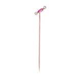 A RUBY AND DIAMOND STICKPIN