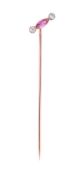A RUBY AND DIAMOND STICKPIN