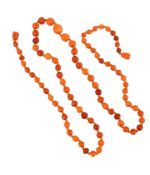AN AMBER BEAD NECKLACE