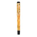 PARKER, DUOFOLD INTERNATIONAL, A YELLOW CHEQUERED FOUNTAIN PEN