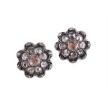 A PAIR OF DIAMOND FLOWERHEAD EARRINGS