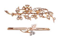 TWO EARLY 20TH CENTURY SEED PEARL BROOCHES