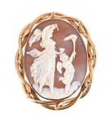 A MID VICTORIAN SHELL CAMEO BROOCH