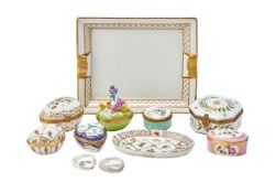 A SELECTION OF SEVEN VARIOUS LIMOGES PORCELAIN BOXES AND COVERS, MODERN