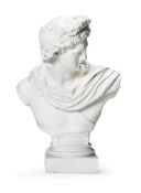 AFTER THE ANTIQUE- A PLASTER BUST OF APOLLO BELVEDERE, 20TH CENTURY