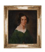 FRENCH SCHOOL (19TH CENTURY), PORTRAIT OF A LADY IN A GREEN DRESS