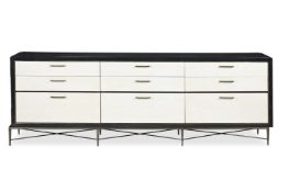 A BLACK LAMINATE CRAQUELURE 'TURIN' CHEST OF DRAWERS, BY LOUISE BRADLEY, OF RECENT MANUFACTURE