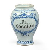 A NORTH ITALIAN FAIENCE BALUSTER DRUG JAR, LATE 18TH CENTURY