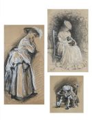 SAMUEL LUKE FILDES (BRITISH 1843-1927), THREE FIGURATIVE SKETCHES