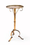 A GILT METAL OCCASIONAL OR WINE TABLE, LATE 20TH CENTURY