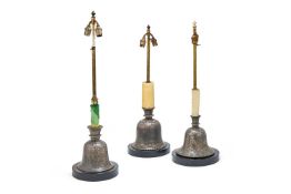 THREE VARIOUS BIDRI HOOKAH BASES, INDIA, 19TH CENTURY