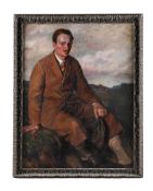 C. COLLAS (BRITISH 20TH CENTURY), PORTRAIT OF A SEATED GENTLEMAN IN AN EXTENSIVE LANDSCAPE