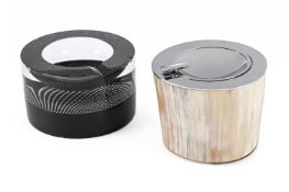 A LINLEY GLASS ASHTRAY, MODERN, TOGETHER WITH ANOTHER ASHTRAY BY ARCA (ITALY)