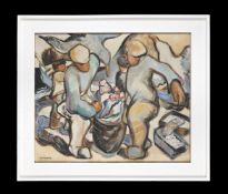 λ LILIAN COLBOURN (BRITISH 1897-1967), FISHERMEN ON THE SHORE