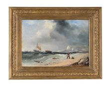 BRITISH SCHOOL (19TH CENTURY), SHIPPING AT SHORE