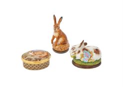 THREE VARIOUS HALCYON DAYS ENAMEL PILL BOXES, MODERN