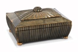 Y AN INDIAN HORN AND SANDALWOOD CASKET, SECOND QUARTER 19TH CENTURY