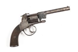 AN OPEN-FRAMED FIVE-SHOT PERCUSSION REVOLVER OF ADAMS TYPE, THIRD QUARTER 19TH CENTURY
