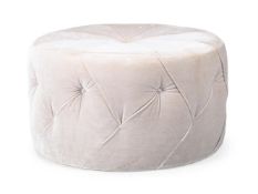 A ROSE VELOUR BUTTON UPHOLSTERED CENTRE STOOL, OF RECENT MANUFACTURE