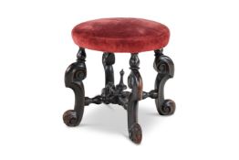 A WILLIAM AND MARY EBONISED FRUITWOOD STOOL,CIRCA 1690