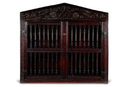 A CHARLES I OAK MURAL CUPBOARD NORTH-WEST ENGLAND, MID 17TH CENTURY