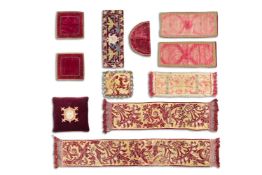 A QUANTITY OF VELVET & NEEDLEWORK FRAGMENTS, 17TH AND 18TH CENTURY