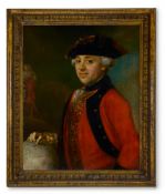 ENGLISH SCHOOL (18TH CENTURY), PORTRAIT OF A GENTLEMAN POINTING TO ALEPPO