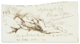 WILLIAM ORPEN (IRISH 1878-1931), A SKETCH OF A MAN ASLEEP: ALONG WITH AN ILLUSTRATED POEM