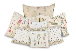 A GROUP OF SEVEN FLORAL NEEDLEWORK CUSHIONS, MODERN SOME BY CHELSEA TEXTILES