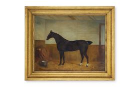 W. D. WILLIAMS (19TH CENTURY), A DARK BAY HORSE IN A STABLE