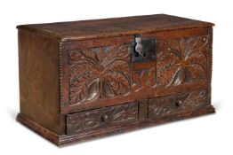 AN OAK SMALL CHEST OR DOCUMENT BOX WELSH, PROBABLY GOWER, EARLY 18TH CENTURY