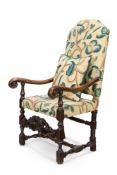 A WALNUT ARMCHAIR ANGLO DUTCH, LATE 17TH/EARLY 18TH CENTURY