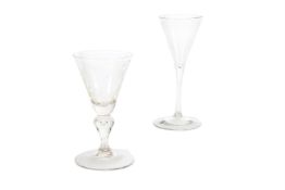 TWO CONTINENTAL WINE GLASSES, VARIOUS DATES FIRST HALF 18TH CENTURY
