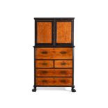 A CAMPHOR WOOD, AMBOYNA AND EBONY CAMPAIGN SECRETAIRE, CHINESE EXPORT, MID-19TH CENTURY