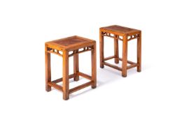 A PAIR OF FRUITWOOD AND PADOUK TABLES, CHINESE,19TH CENTURY