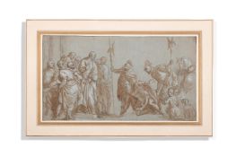 BENEDETTO CALIARI (ITALIAN 1538-1598), CHRIST AND THE CENTURION WITH A SUBSIDIARY HEAD STUDY (VERSO)