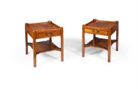 A PAIR OF MAPLE TRAY TOP END TABLES